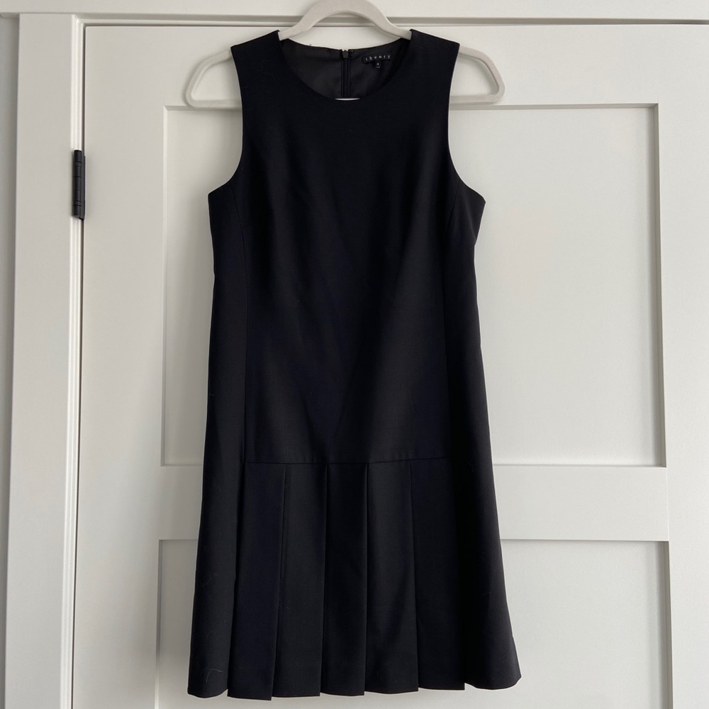 Theory black pleated dress